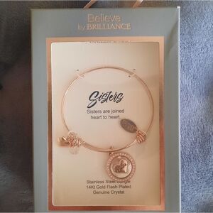 Stainless steel bangle bracelet with crystals